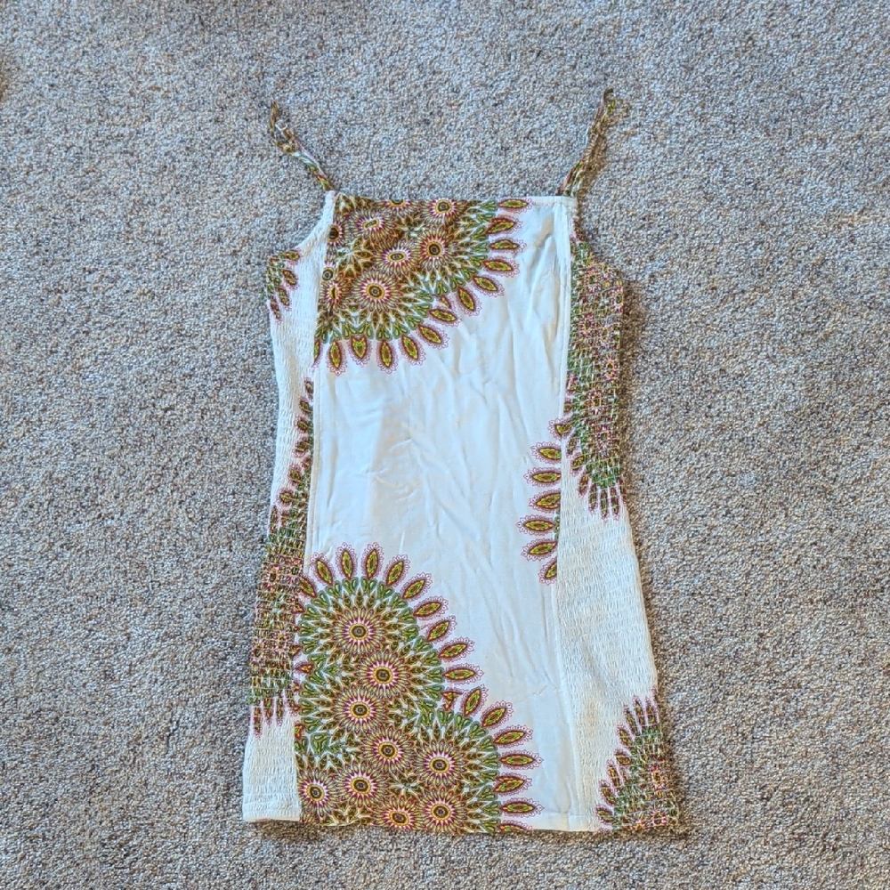 RVCA White and Green Floral Mini Dress